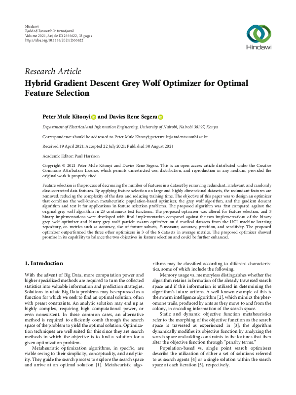 (PDF) Hybrid Gradient Descent Grey Wolf Optimizer for Optimal Feature ...