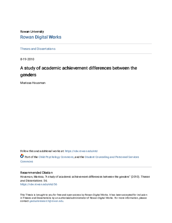 (PDF) A study of academic achievement differences between the genders