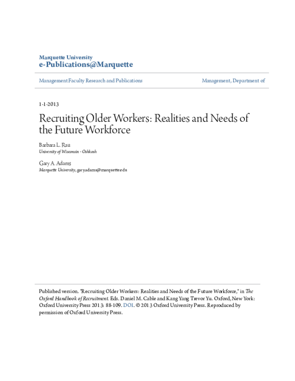 (PDF) Recruiting Older Workers: Realities and Needs of the Future Workforce