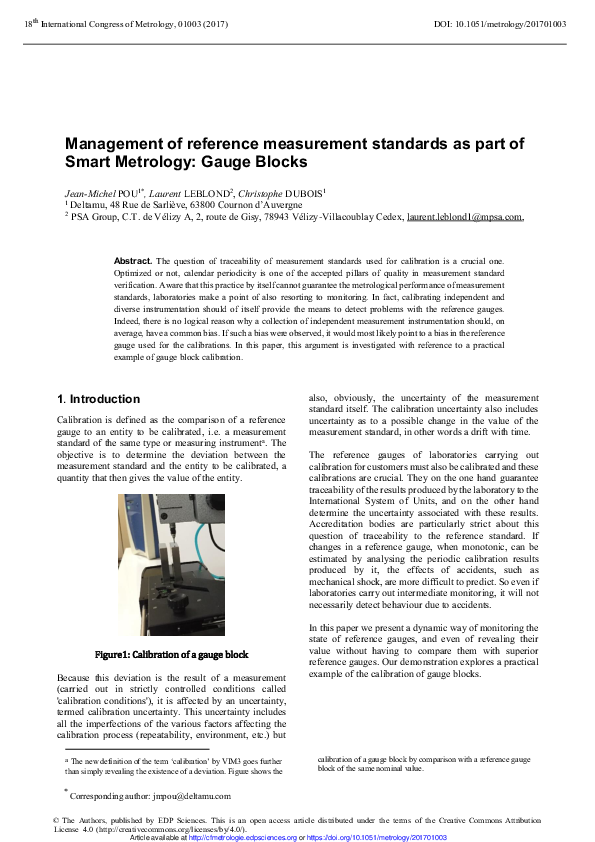 (PDF) Management of reference measurement standards as part of Smart ...