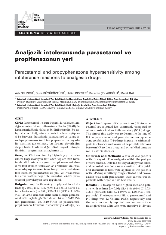 (PDF) Paracetamol and propyphenazone hypersensitivity among intolerance ...