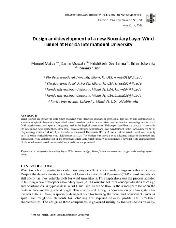 (PDF) Design and development of a new Boundary Layer Wind Tunnel at ...