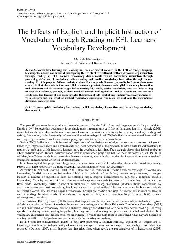 (PDF) The Effects of Explicit and Implicit Instruction on Native ...