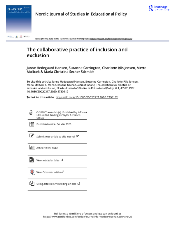(PDF) The collaborative practice of inclusion and exclusion