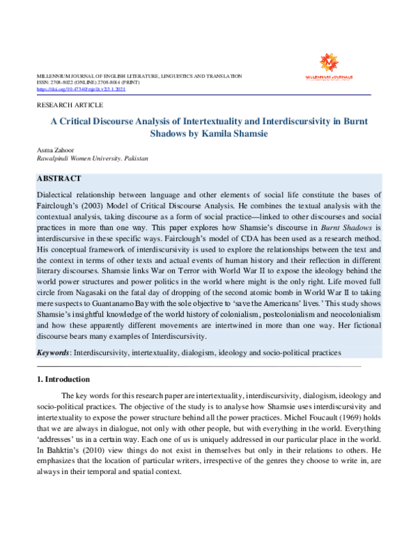 (PDF) A Critical Discourse Analysis of Intertextuality and ...