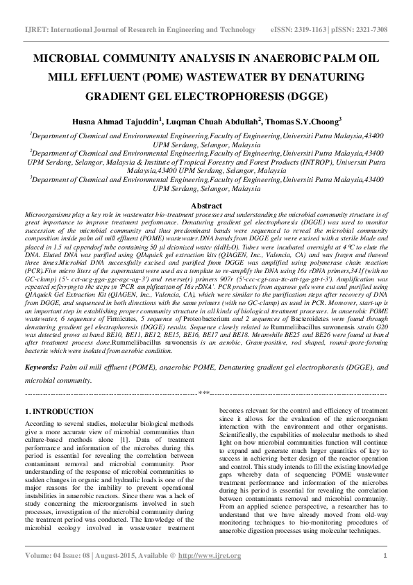 (PDF) Microbial Community Analysis in Anaerobic Palm Oil Mill Effluent ...