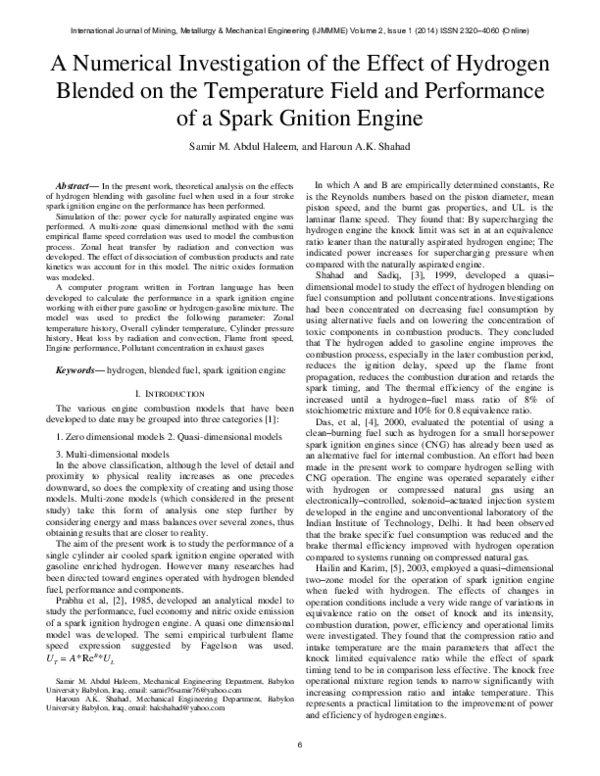 (PDF) A Numerical Investigation of the Effect of Hydrogen Blended on ...