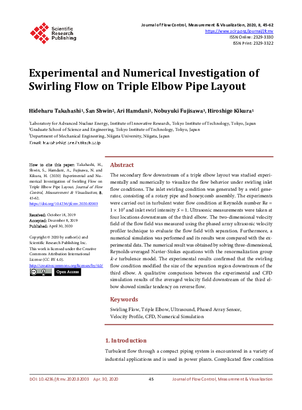 (PDF) Experimental and Numerical Investigation of Swirling Flow on ...