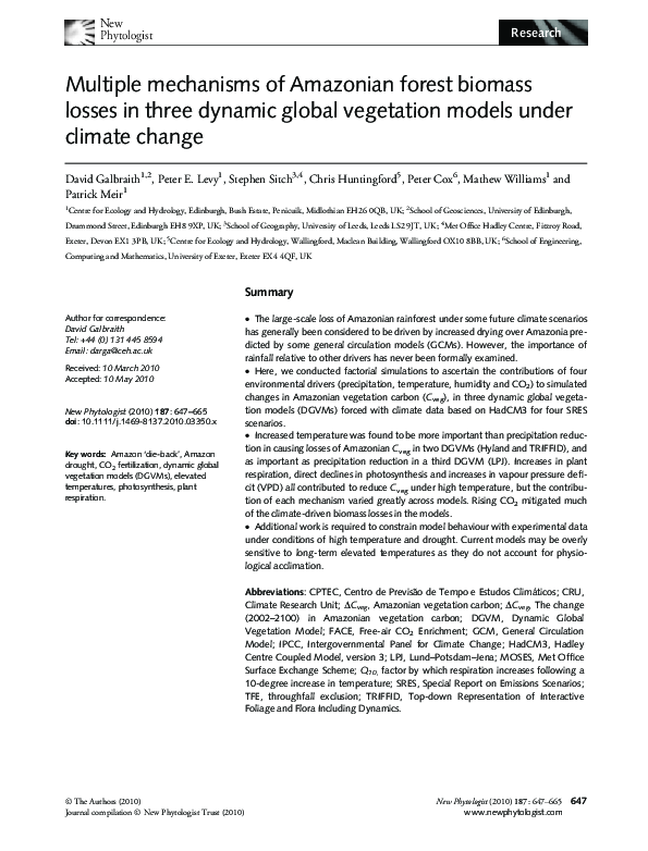 (PDF) Multiple mechanisms of Amazonian forest biomass losses in three ...