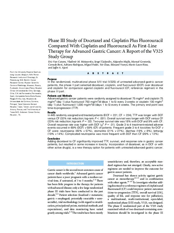 (PDF) Phase III Study of Docetaxel and Cisplatin Plus Fluorouracil ...