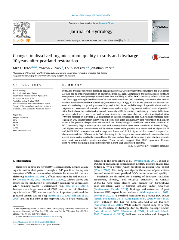 (PDF) Changes in dissolved organic carbon quality in soils and ...