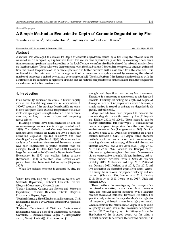 (PDF) A Simple Method to Evaluate the Depth of Concrete Degradation by Fire