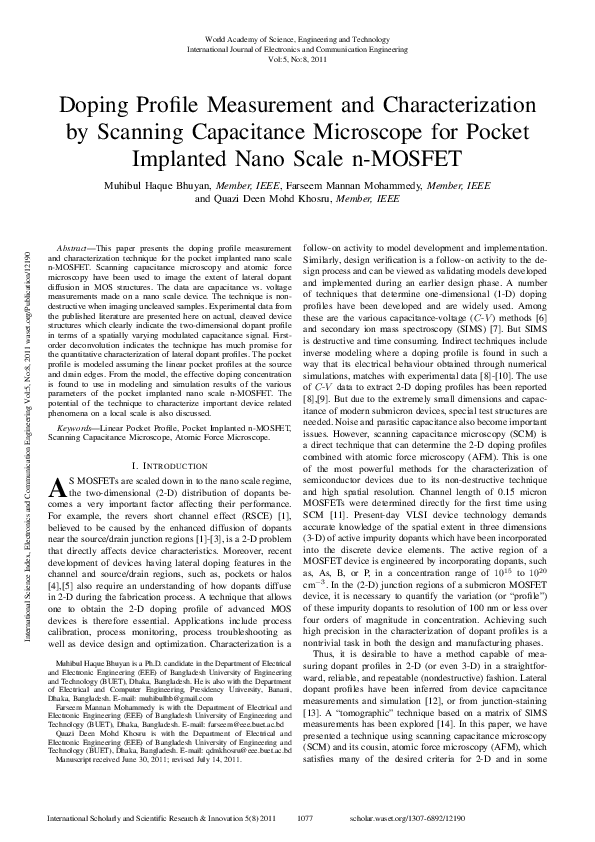 (PDF) Doping Profile Measurement And Characterization By Scanning ...