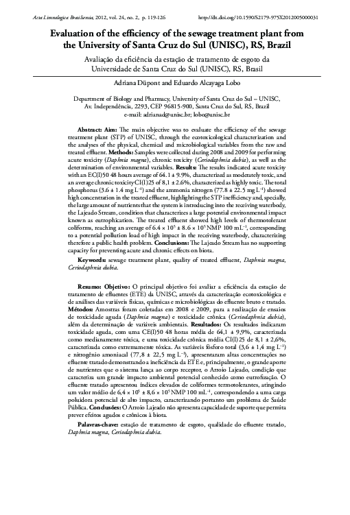 (PDF) Evaluation of the efficiency of the sewage treatment plant from ...