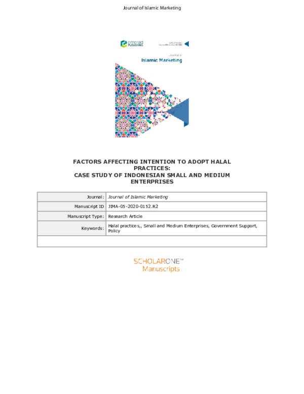 (PDF) Factors affecting intention to adopt halal practices: case study ...