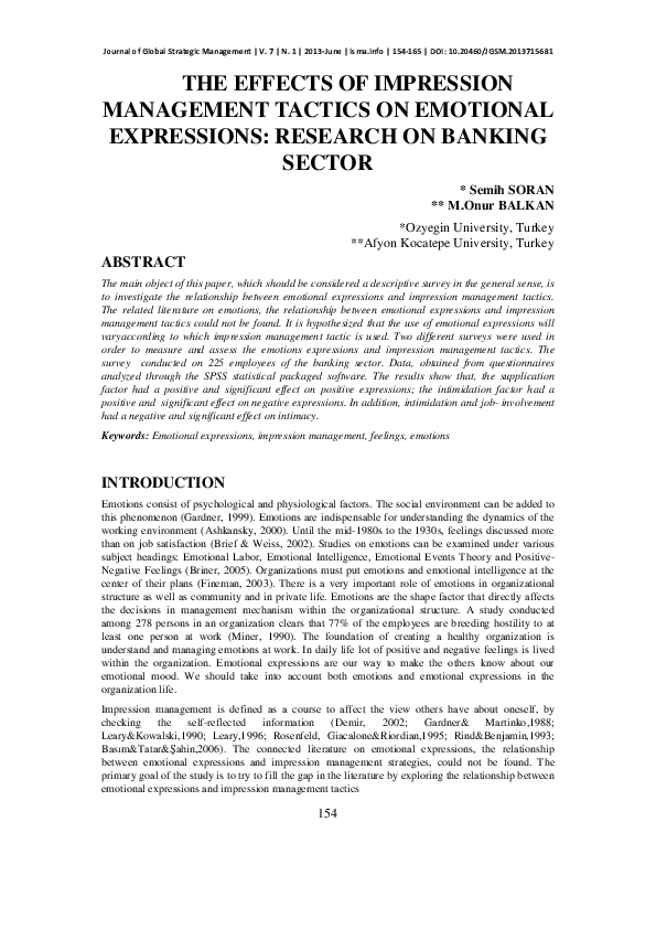 (PDF) The Effects of Impression Management Tactics on Emotional ...