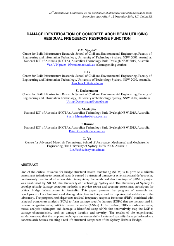 (PDF) Damage Identification of a Concrete Arch Beam Based on Frequency ...