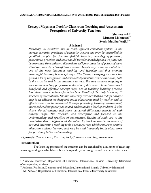(PDF) Concept Maps as a Tool for Classroom Teaching and Assessment ...