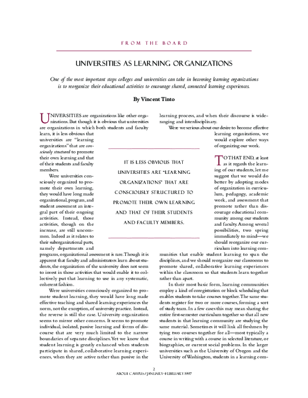 (PDF) Universities as Learning Organizations