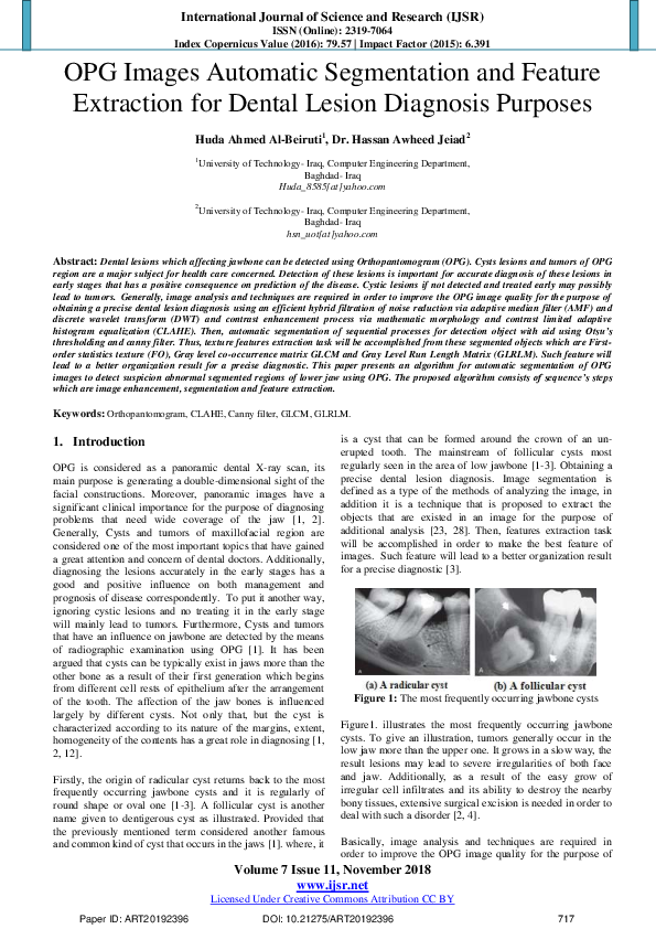 (PDF) OPG Images Automatic Segmentation and Feature Extraction for ...