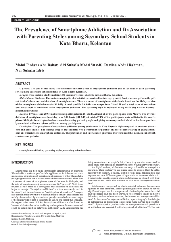 (PDF) The Prevalence of Smartphone Addiction and Its Association with ...