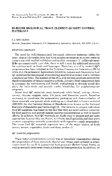 (PDF) In-house biological trace element quality control materials