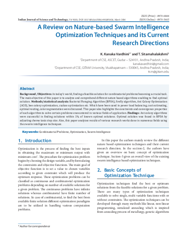 (PDF) A Review on Nature-based Swarm Intelligence Optimization ...