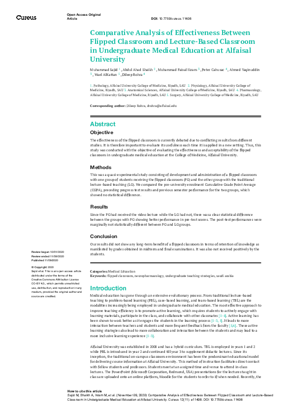 (PDF) Comparative Analysis of Effectiveness Between Flipped Classroom ...