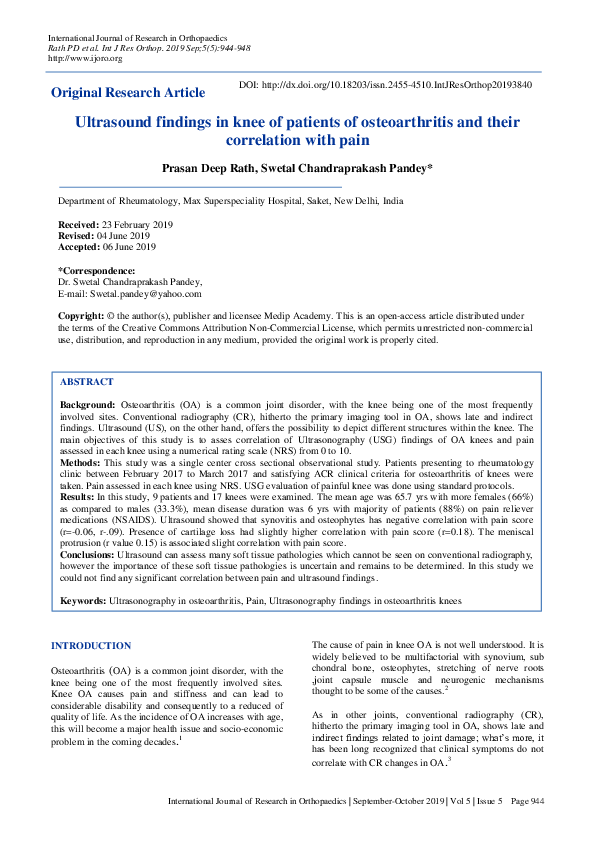 (PDF) Ultrasound findings in knee of patients of osteoarthritis and ...