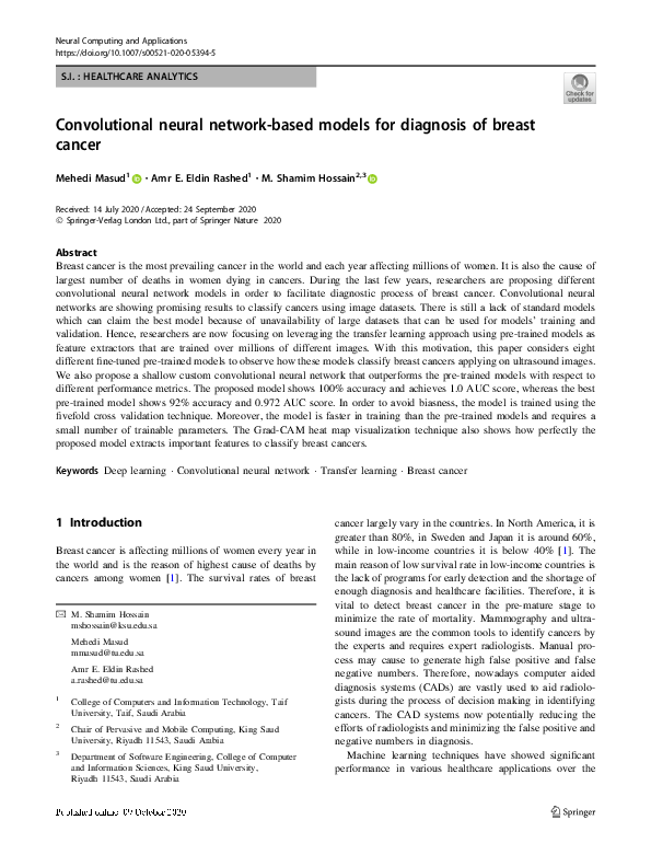 (PDF) Convolutional neural network-based models for diagnosis of breast ...