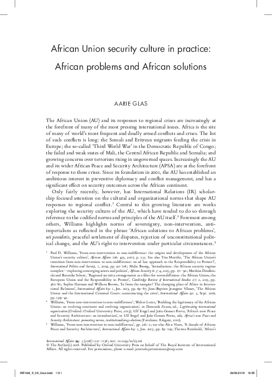 (PDF) African Union security culture in practice: African problems and ...