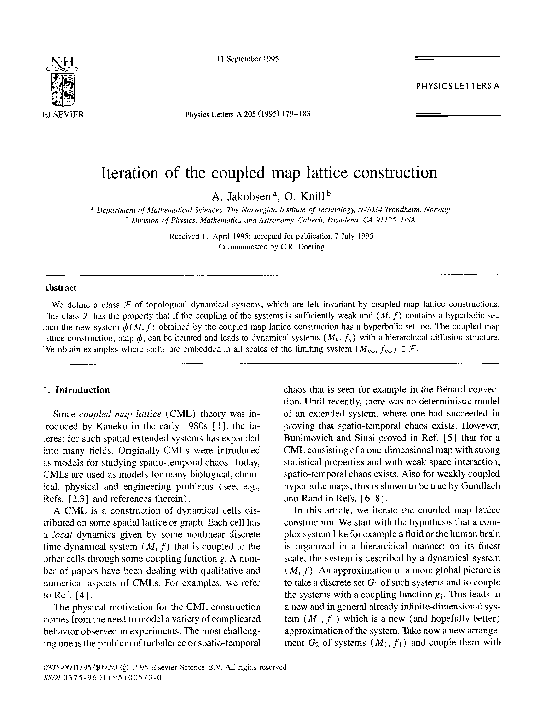  PDF Iteration Of The Coupled Map Lattice Construction Oliver Knill Academia edu