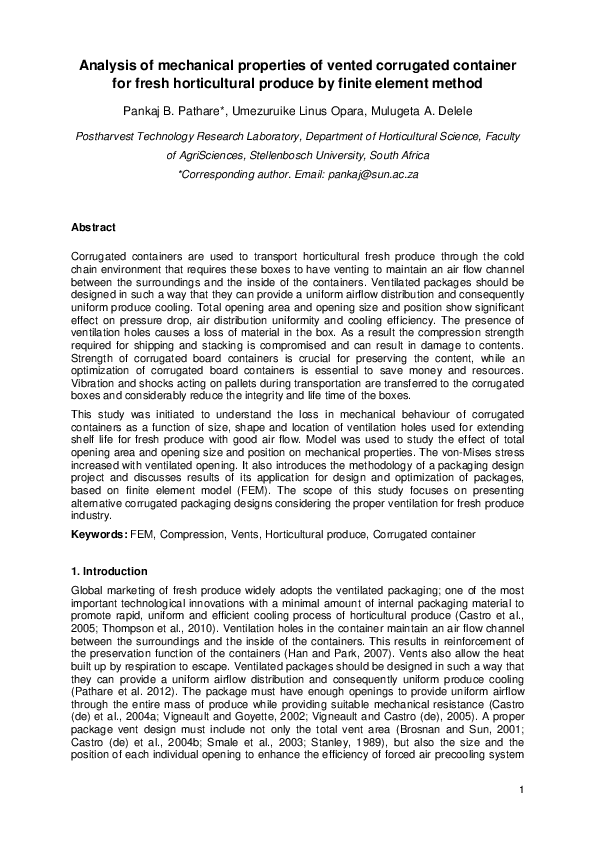 (PDF) Analysis of mechanical properties of vented corrugated container ...