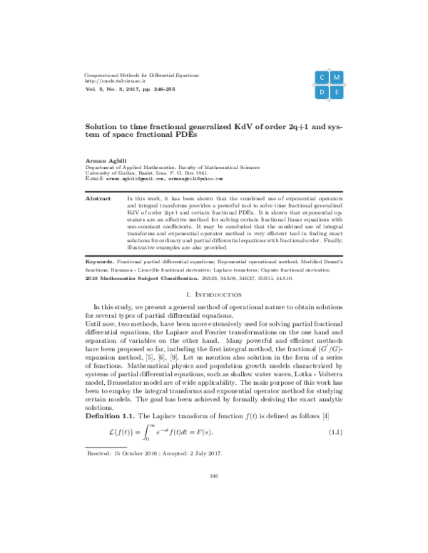 (PDF) Solution to time fractional generalized KdV of order 2q+1 and ...