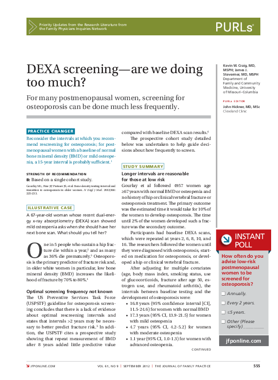 (PDF) DEXA screening--are we doing too much?
