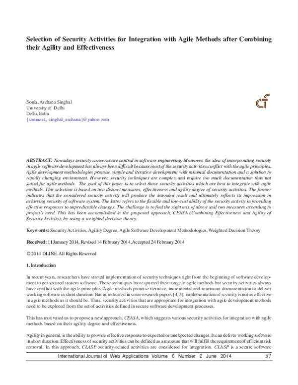 (PDF) Integrating Effective Security in Agile Development