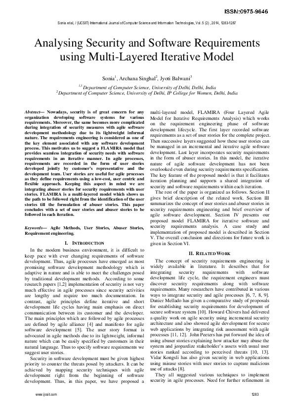 (PDF) Analysing Security and Software Requirements using Multi-Layered ...