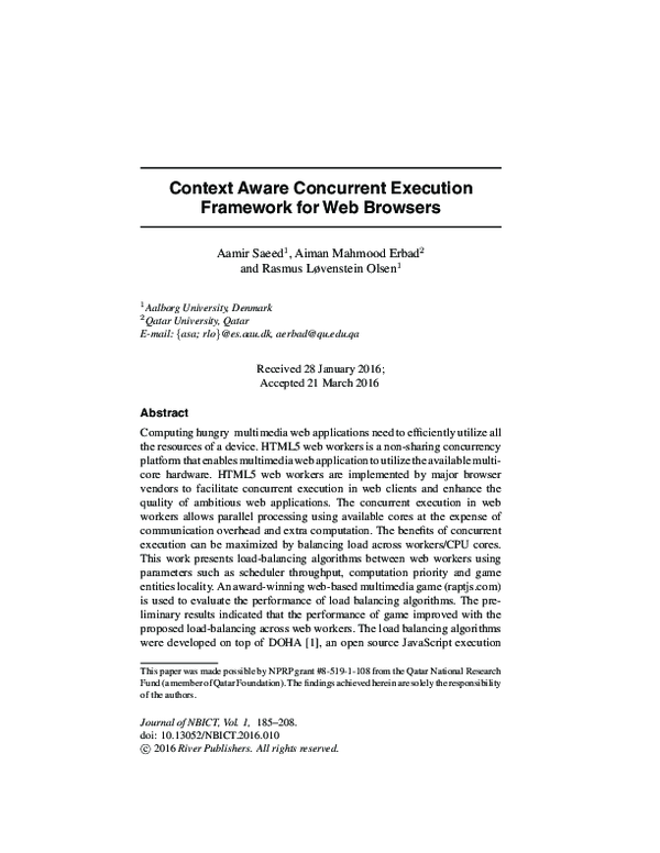 (PDF) Context Aware Concurrent Execution Framework forWeb Browsers
