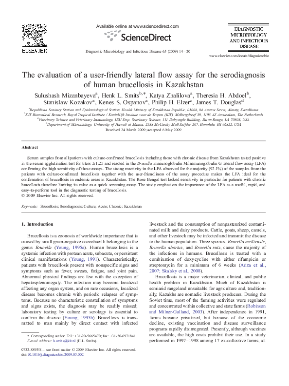 (PDF) The evaluation of a user-friendly lateral flow assay for the ...