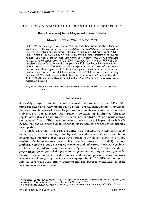 (PDF) The origin and health risks of PCDD and PCDF