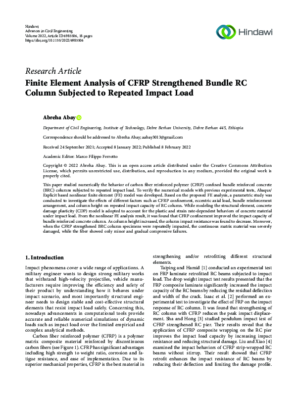 (PDF) Finite Element Analysis of CFRP Strengthened Bundle RC Column ...