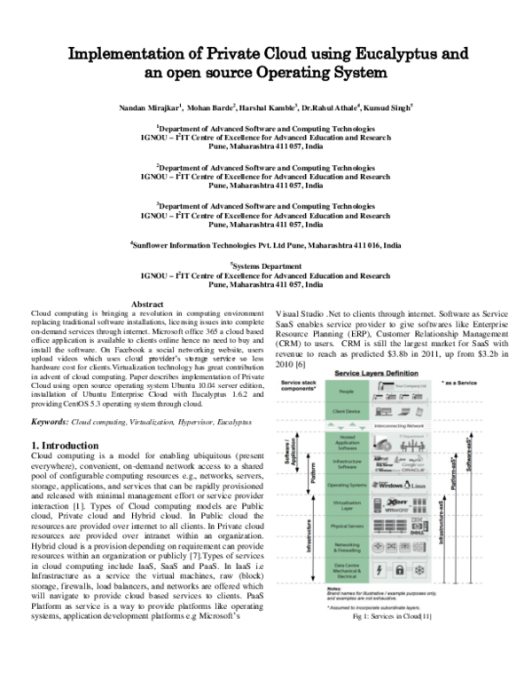 (PDF) Implementation of Private Cloud using Eucalyptus and an open ...