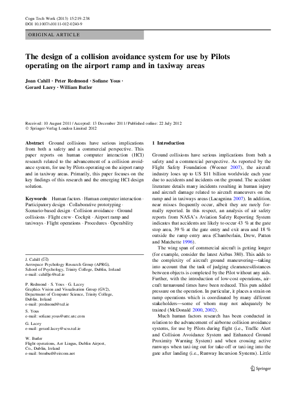 (PDF) The design of a collision avoidance system for use by Pilots ...