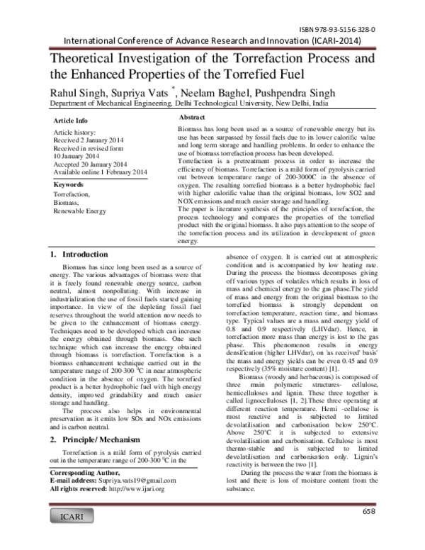 (PDF) Theoretical Investigation of the Torrefaction Process and the ...