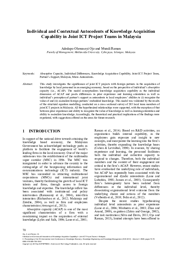 (PDF) Individual and Contextual Antecedents of Knowledge Acquisition ...