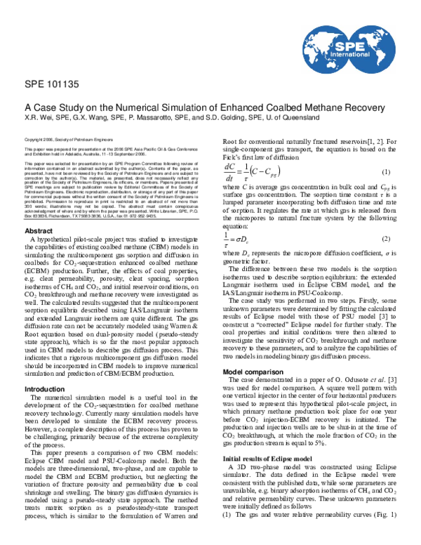 (PDF) A Case Study on the Numerical Simulation of Enhanced Coalbed ...