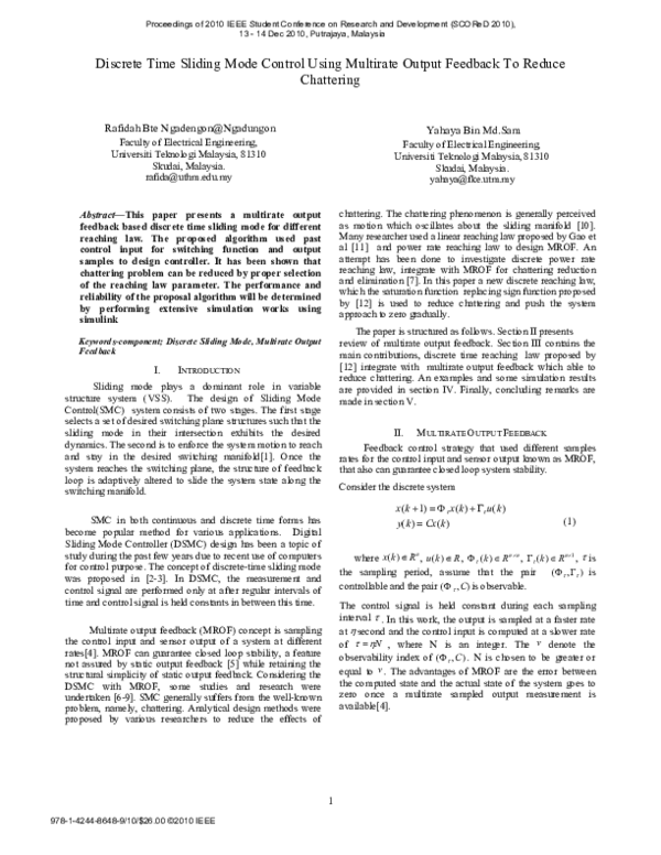 (PDF) Discrete time sliding mode control using multirate output ...