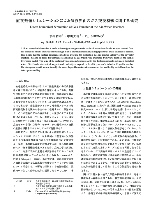 (PDF) Direct Numerical Simulation of Gas Transfer at the Air-Water ...