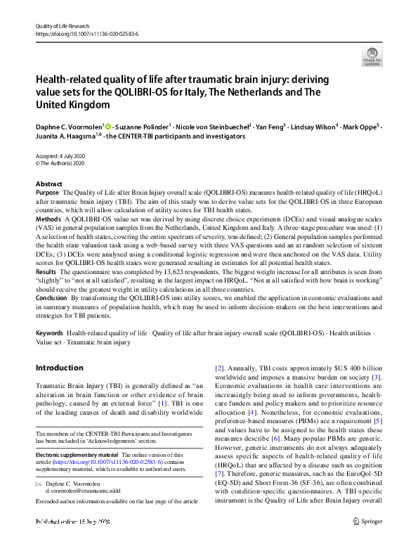 (PDF) Health-related quality of life after traumatic brain injury ...