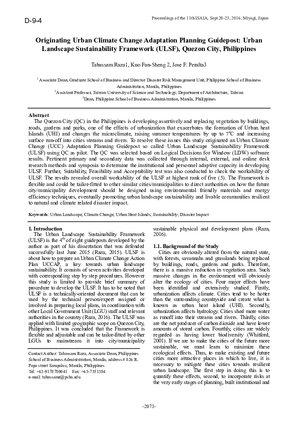 (PDF) Originating Urban Climate Change Adaptation Planning Guidepost ...